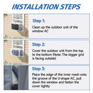 TAKTOPEAK Window AC Mesh Cover 20" W x 12.2" D x 13.4" H Specially for Midea U-Shaped Air Conditioner 8000BTU,10000BTU, 12000 BTU, Anti-Leaf, Dustproof & Easy Air Flow