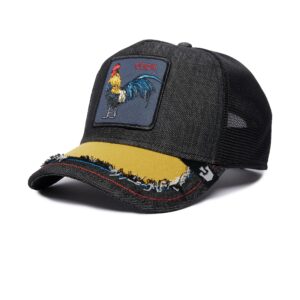 Goorin Bros. Unisex Silky Roots Collection Denim Adjustable Trucker Hat, Black (Silky Cock), One Size