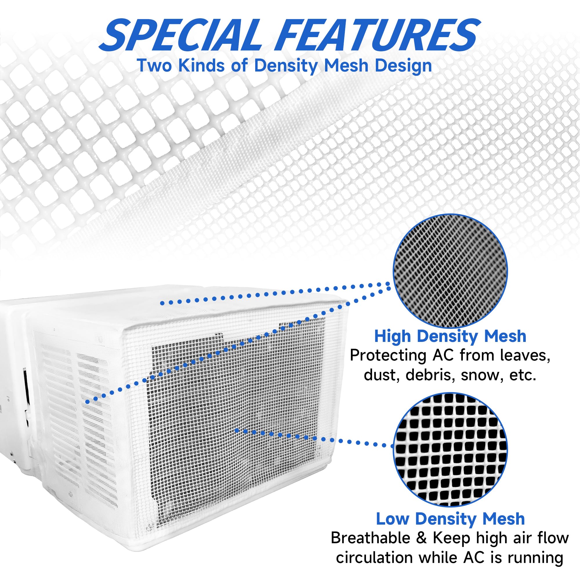 TAKTOPEAK Window AC Mesh Cover 20" W x 12.2" D x 13.4" H Specially for Midea U-Shaped Air Conditioner 8000BTU,10000BTU, 12000 BTU, Anti-Leaf, Dustproof & Easy Air Flow