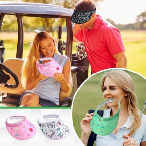 Cozypower 4 Pcs Golf Visor Hats Women Men Sun Protection Golf Visors Funny Outdoor Golf Hats Clip on Visors UV Protection Cap