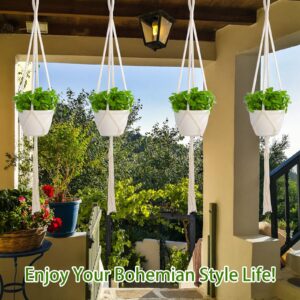 petonfun Macrame Plant Hangers Indoor Macrame,4 Pack Hanging Planter Holder for Window,Ceiling Crochet Handmade Boho Home Decor Set for Hanging Plants Basket Pot,Ivory