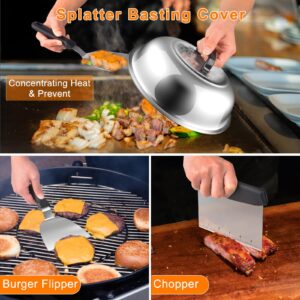 Latiret Griddle Accessories Kit, 24Pcs Grilling Accessories Set for Blackstone and Camp Chef, Flat Top Griddle Accessories Set with Scraper, Enlarged Spatulas, Basting Cover for BBQ