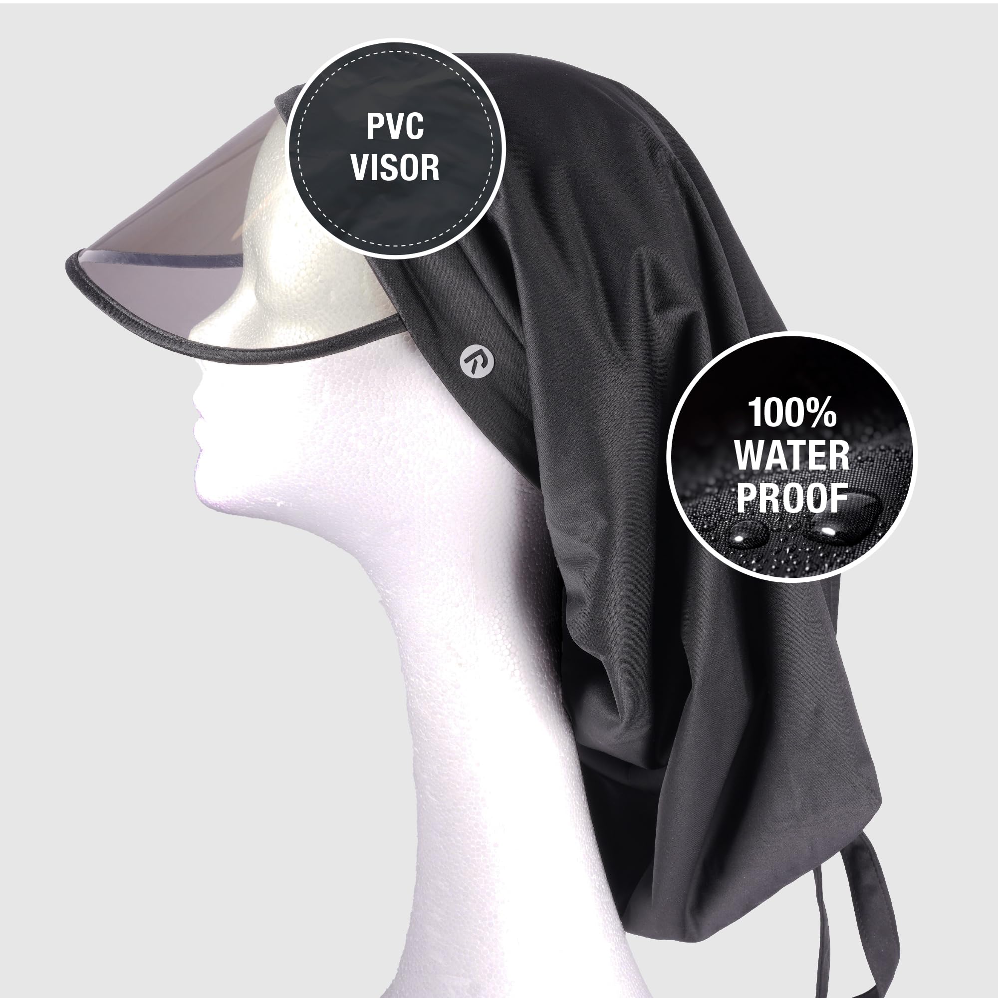 Red by Kiss Premium Satin Lined Rain Cap, 100% Waterproof Hair Protection, Built-in Clear Visor, Packable Pouch Included, Adjustable Strap