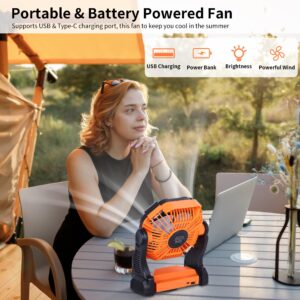 TDLOL Battery Powered Fan，270° Rotating Portable Fan Camping Fan Rechargeable Battery Operated Fan, USB Desk Personal Fan Tent Fan with Hook, Outdoor Fan Camping Fans for Tents,Travel Fan