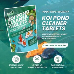 Koi Pond Cleaner Tablets - Makes The Pond Clear with Natural Pond Bacteria & Enzymes, Ideal for Koi Fish Pond - 25 Pcs. Koi Pond Muck and Sludge Remover Tablets, Safely Provides Clean and Clear Water