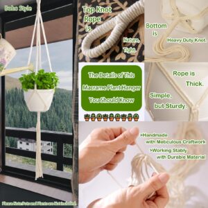 petonfun Macrame Plant Hangers Indoor Macrame,4 Pack Hanging Planter Holder for Window,Ceiling Crochet Handmade Boho Home Decor Set for Hanging Plants Basket Pot,Ivory