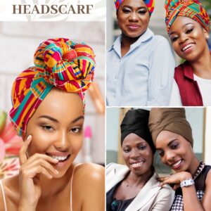 Funnysoft 4 Pcs African Scarf for Women Head Wraps for Black Women Stretch Turbans Jersey Hijab Scarf Hair Wraps Lightweight Headbands Cover