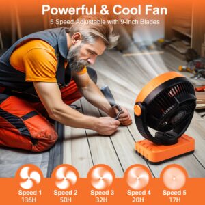 40000mAh Rechargeable Camping Fan with Remote,Battery Operated Table Fan with LED Lantern,Auto Oscillating,Timer,Hanging Hook,Portable Tent Fan for Camping,Home,Jobsite,Travel,Hurricane,Power Outag