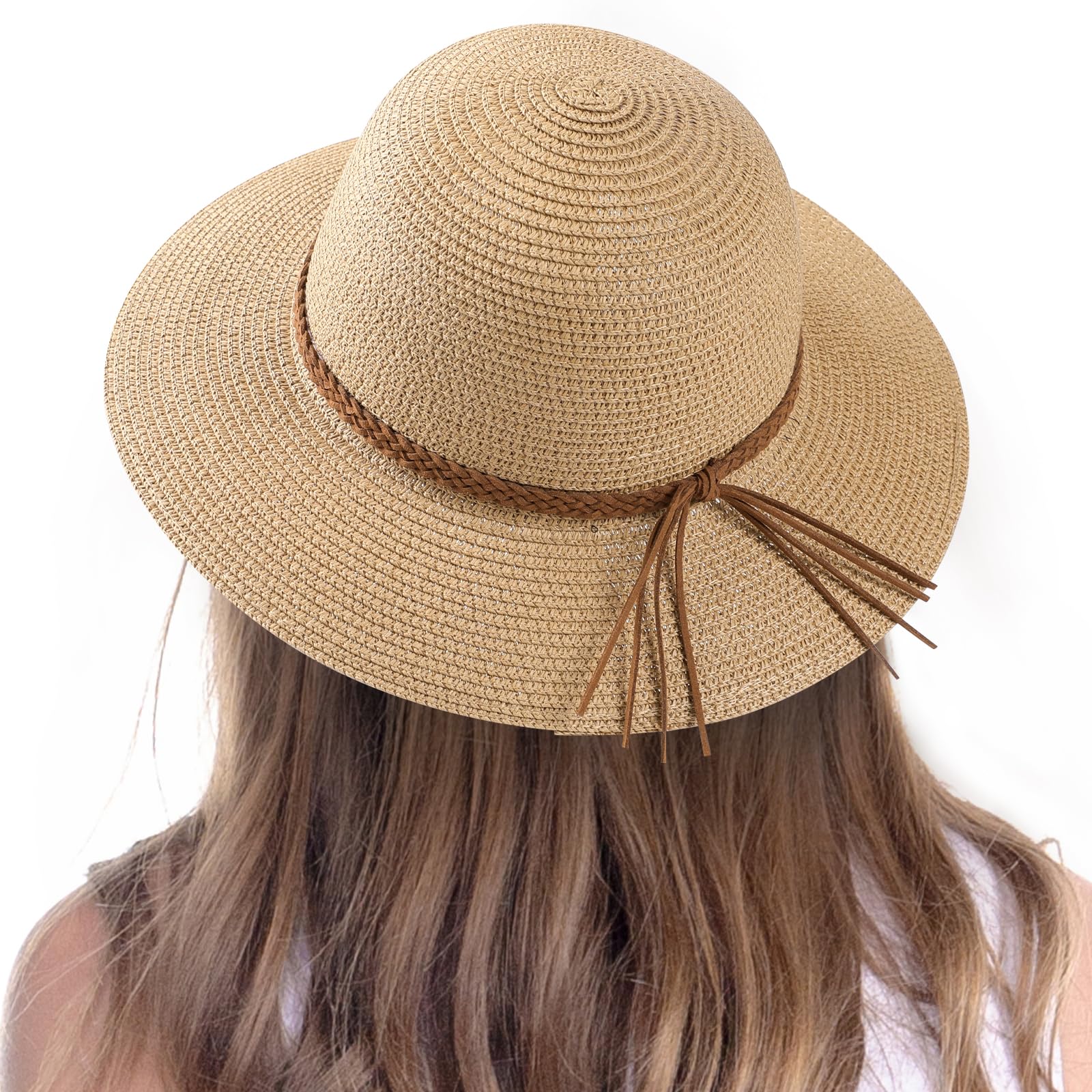 Sun Hats for Women, Wide Brim Beach Straw Hat for Women UPF 50+ UV Sun Protection Beach Hat Foldable Packable Roll up Cap