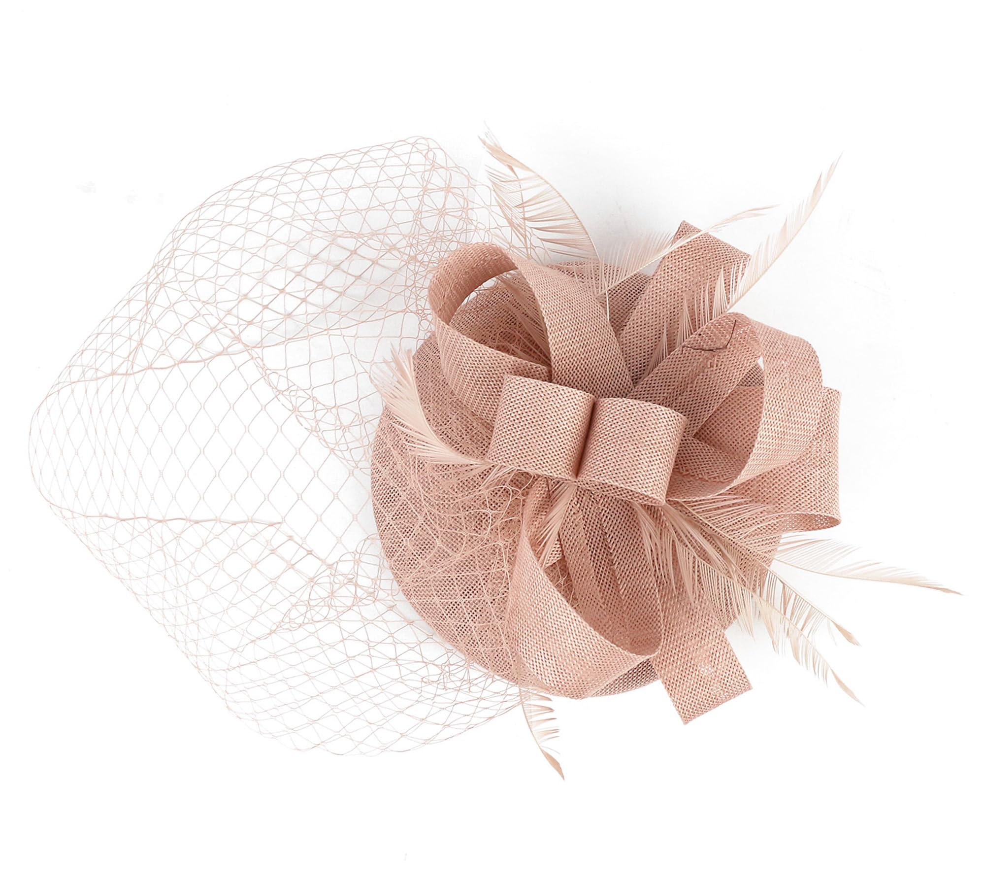 Focupaja Fascinators Hats Women Pillbox Hat with Mesh Veil Feathers Derby Headband Wedding Headwear Tea Party Hair Clip 20s 50s Top Hat W4-38-Pink