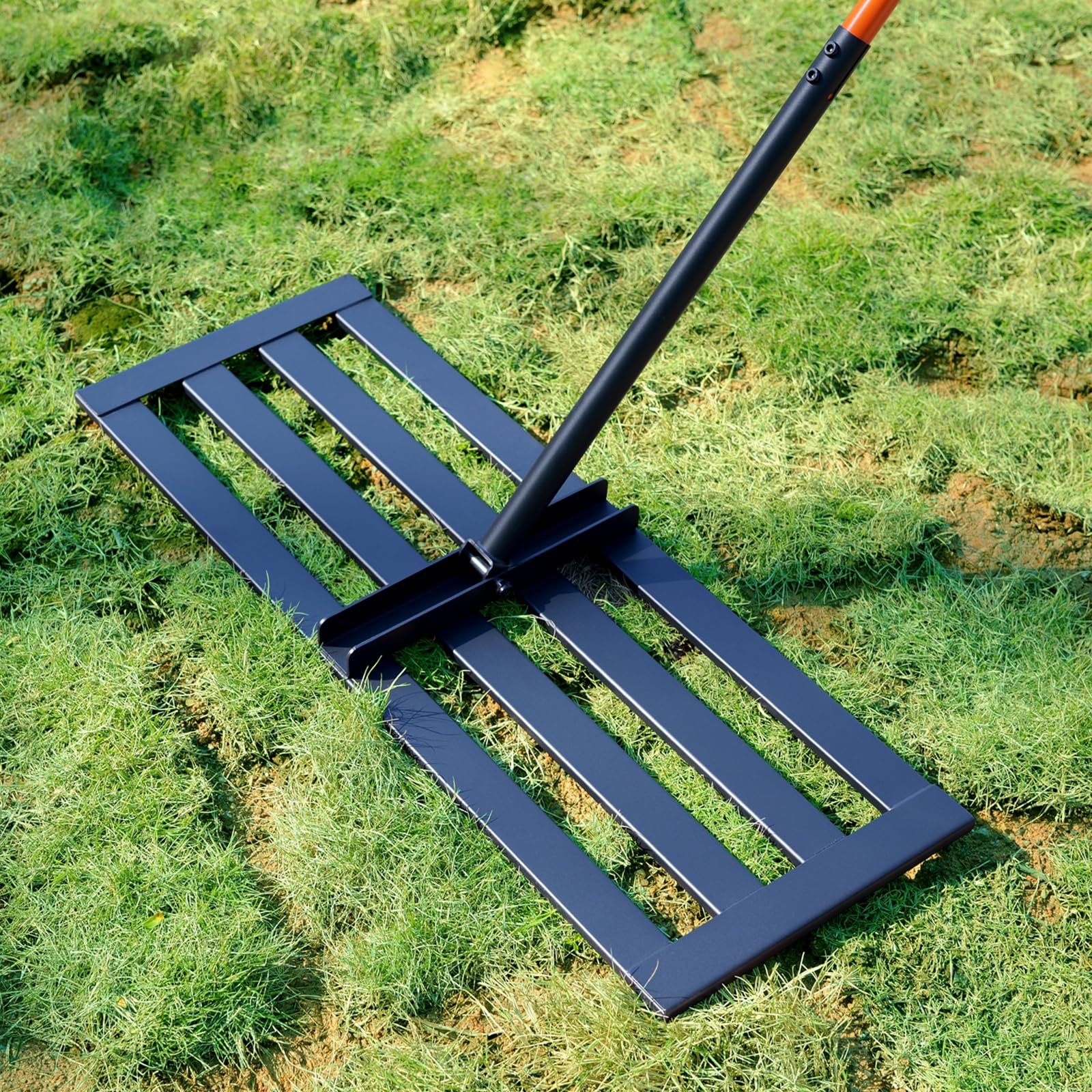 Lawn Leveling Rake, 30''x10'' Leveling Rake, 78 inch Handle Length, Stainless Steel, Adjustable Handle Lawn Leveler Rake for Backyard, Garden, Golf Course, Farm ＆ Pasture, Professional Lawn Care Tool