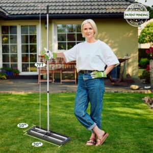 Updated Lawn Leveling Rake with Aluminum Rollers, Stainless Steel 30"x10" Levelawn Tool , Heavy-Duty Lawn Leveler with 80" Extended Handle, Yard Leveling Rake Suit for Garden, Golf Lawn, Farm