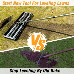 Updated Lawn Leveling Rake with Aluminum Rollers, Stainless Steel 30"x10" Levelawn Tool , Heavy-Duty Lawn Leveler with 80" Extended Handle, Yard Leveling Rake Suit for Garden, Golf Lawn, Farm