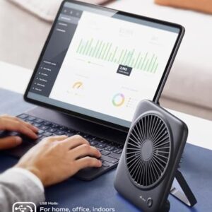 Otlonpe Desk Fan Rechargeable Portable Fan, 4000mAh Battery Operated Personal Silent Table Fan, 6.5 Inch Small Travel Fan with Power Bank, 4 Speeds Desktop Fan for Bedroom Home Office Outdoor, Black