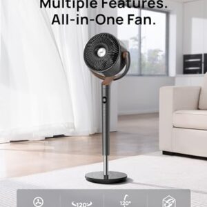 Dreo Fan for Bedroom, 120° Oscillating Standing Pedestal Fan, DC Motor, 80ft Air Circulator for Whole Room, 8 Speeds, 3 modes, 120° Manual Vertical Tilt, Quiet, 23dB, 35-40" Adjustable Height, Timer