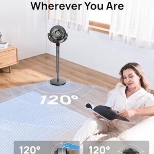 Dreo Fan for Bedroom, 120° Oscillating Standing Pedestal Fan, DC Motor, 80ft Air Circulator for Whole Room, 8 Speeds, 3 modes, 120° Manual Vertical Tilt, Quiet, 23dB, 35-40" Adjustable Height, Timer