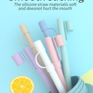 Doboli Replacement 12 inch Long Silicone Straw With Straw Cover,Compatible with Stanley Owala 40 oz 30 oz Cup Tumbler, 6 Pack Reusable Straw with Cleaning Brush,for Stanley Owala Tumbler Accessorie