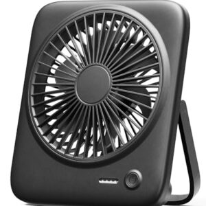 Otlonpe Desk Fan Rechargeable Portable Fan, 4000mAh Battery Operated Personal Silent Table Fan, 6.5 Inch Small Travel Fan with Power Bank, 4 Speeds Desktop Fan for Bedroom Home Office Outdoor, Black