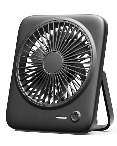 Otlonpe Desk Fan Rechargeable Portable Fan, 4000mAh Battery Operated Personal Silent Table Fan, 6.5 Inch Small Travel Fan with Power Bank, 4 Speeds Desktop Fan for Bedroom Home Office Outdoor, Black