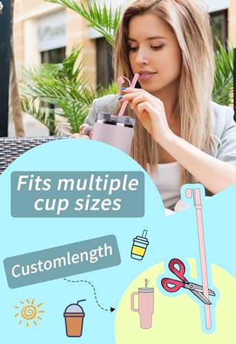 Doboli Replacement 12 inch Long Silicone Straw With Straw Cover,Compatible with Stanley Owala 40 oz 30 oz Cup Tumbler, 6 Pack Reusable Straw with Cleaning Brush,for Stanley Owala Tumbler Accessorie