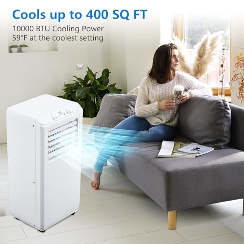 Portable Air Conditioner 3 in 1 with Remote Cool, 10000 BTU(ASHRAE)/6500 BTU (SACC), Dehumidifier & Fan Modes For Home Up To 450 Sq.Ft, Installation Kit For Room, Office, Dorm, Bedroom