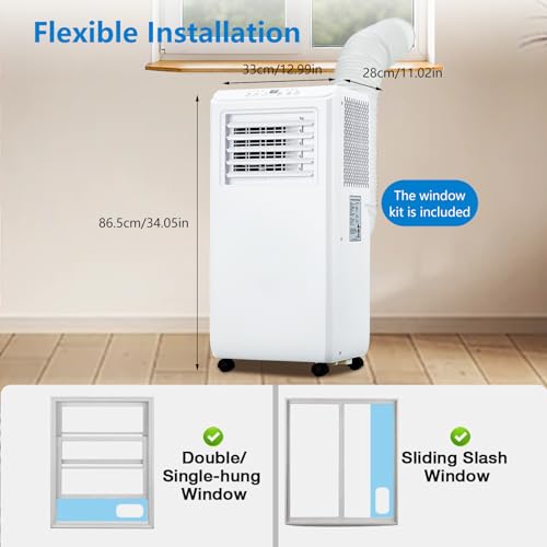 Portable Air Conditioner 3 in 1 with Remote Cool, 10000 BTU(ASHRAE)/6500 BTU (SACC), Dehumidifier & Fan Modes For Home Up To 450 Sq.Ft, Installation Kit For Room, Office, Dorm, Bedroom