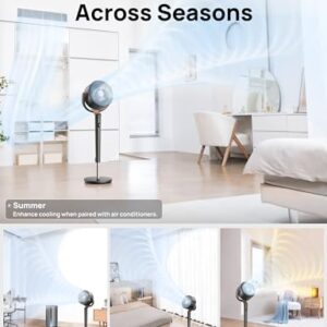 Dreo Fan for Bedroom, 120° Oscillating Standing Pedestal Fan, DC Motor, 80ft Air Circulator for Whole Room, 8 Speeds, 3 modes, 120° Manual Vertical Tilt, Quiet, 23dB, 35-40" Adjustable Height, Timer