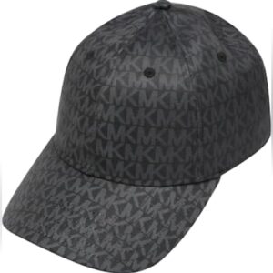 Michael Kors MK Logo Signature Hat Black MK Gray Logo Print Stretch Cotton Baseball Cap