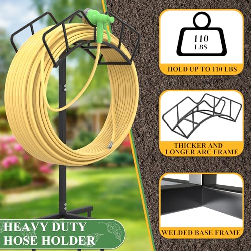 Qatsrin Heavy Duty Garden Hose Holder, Removable Water Hose Holder, Hose Storage Holds 120-Feet Hose, Water Hose Holders for Outside, Yard, Lawn