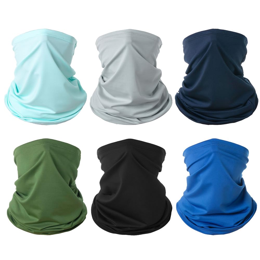 6 Pieces Summer Face Cover Scarf Mens Neck Gaiter For Men Women UV Protection Face Breathable Sun Protection Cycling Running (Multicolour-01)