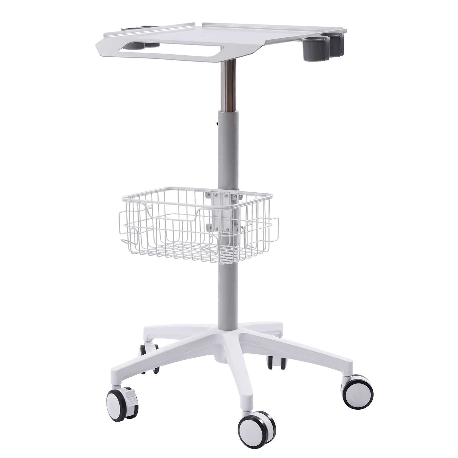 RustyVioum Mobile Trolley Cart Medical Cart with Wheels, 33.46*43.71inch Height Adjustable Dental Cart Rolling Desktop Lab Cart, 55.12lbs Dental Equipment Holder Car w/19.3*16.9inch Large Tabletop