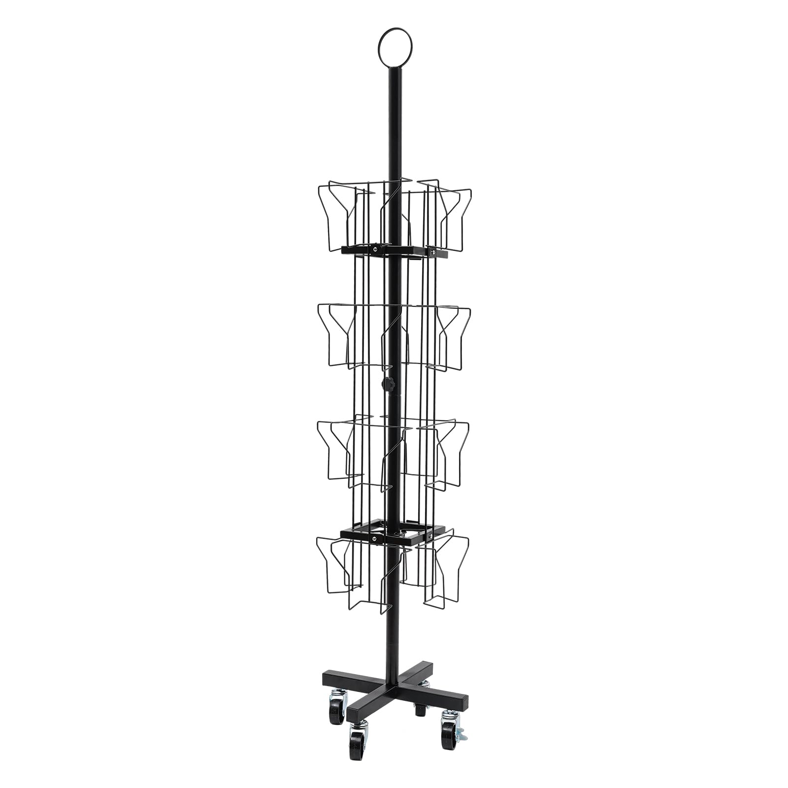 Rosyouth 16 Pocket Rotating Countertop Greeting Card Rack, 4 Tiered Rotating Greeting Card Rack, Metal Display Stand Spinning, Floor Stand Pocket Rotating Holder for Thrift Retail Grocery