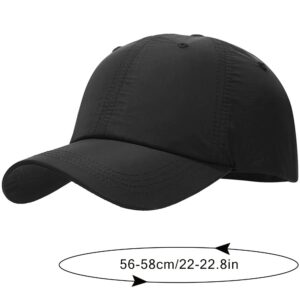 Black Waterproof Baseball Cap for Men Women Breathable UPF50+ Sport Outdoor Caps Quick Dry Adjustable Rain Hat