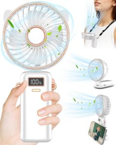 portable fan for travel,mini fan handheld fan 4500mah,small personal hand fan rechargeable battery operated hand held fan,little cute face facial fans,ventilador portatil for women kids gifts white