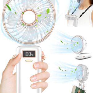 Portable Fan for Travel,Mini Fan Handheld Fan 4500mAh,Small Personal Hand Fan Rechargeable Battery Operated Hand Held Fan,Little Cute Face Facial Fans,Ventilador Portatil for Women Kids Gifts White