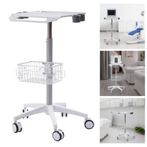 RustyVioum Mobile Trolley Cart Medical Cart with Wheels, 33.46*43.71inch Height Adjustable Dental Cart Rolling Desktop Lab Cart, 55.12lbs Dental Equipment Holder Car w/19.3*16.9inch Large Tabletop