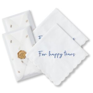 mother of the bride gifts happy tears wedding handkerchief something blue for bride on wedding day