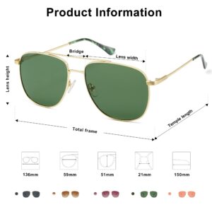 SOJOS Polarized Aviator Sunglasses Womens Men Trendy Designer Shades SJ1218,Green