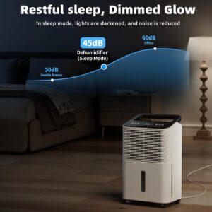 TABYIK 30 Pint Dehumidifier for Basement, with Drain Hose for Large Bedroom Bathroom, with Auto Humidity Control, 24H Timer