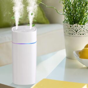 600ml Double Spray Small Humidifier for Bedroom, Mini Humidifier for Plant, Desk,Plant Humidifier with Double Spray, Portable Double Jet Humidifier for Indoor Office, Car