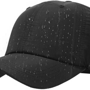 Black Waterproof Baseball Cap for Men Women Breathable UPF50+ Sport Outdoor Caps Quick Dry Adjustable Rain Hat