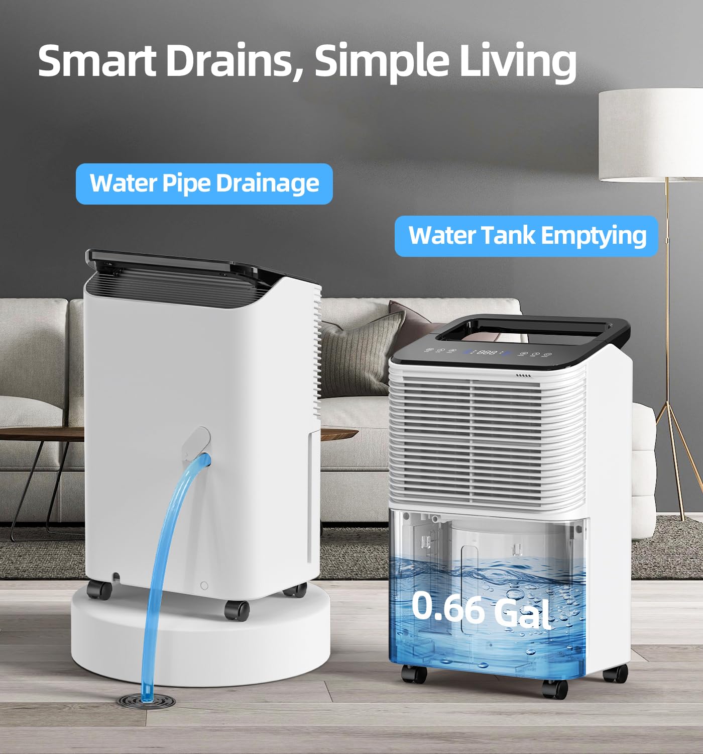 TABYIK 30 Pint Dehumidifier for Basement, with Drain Hose for Large Bedroom Bathroom, with Auto Humidity Control, 24H Timer