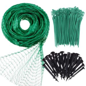 bird netting for garden, 13ft x 33ft green anti bird protection net, plant tree netting for protecting fruit and vegetables with 50 ties and 20 tacks