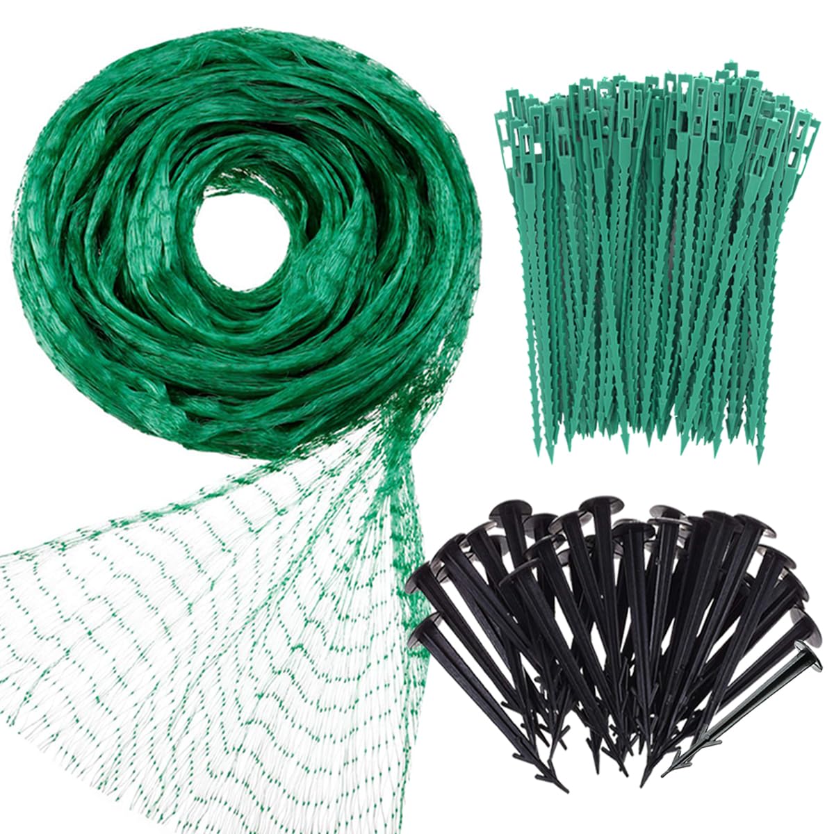 Bird Netting for Garden, 13Ft x 33Ft Green Anti Bird Protection Net, Plant Tree Netting for Protecting Fruit and Vegetables with 50 Ties and 20 Tacks