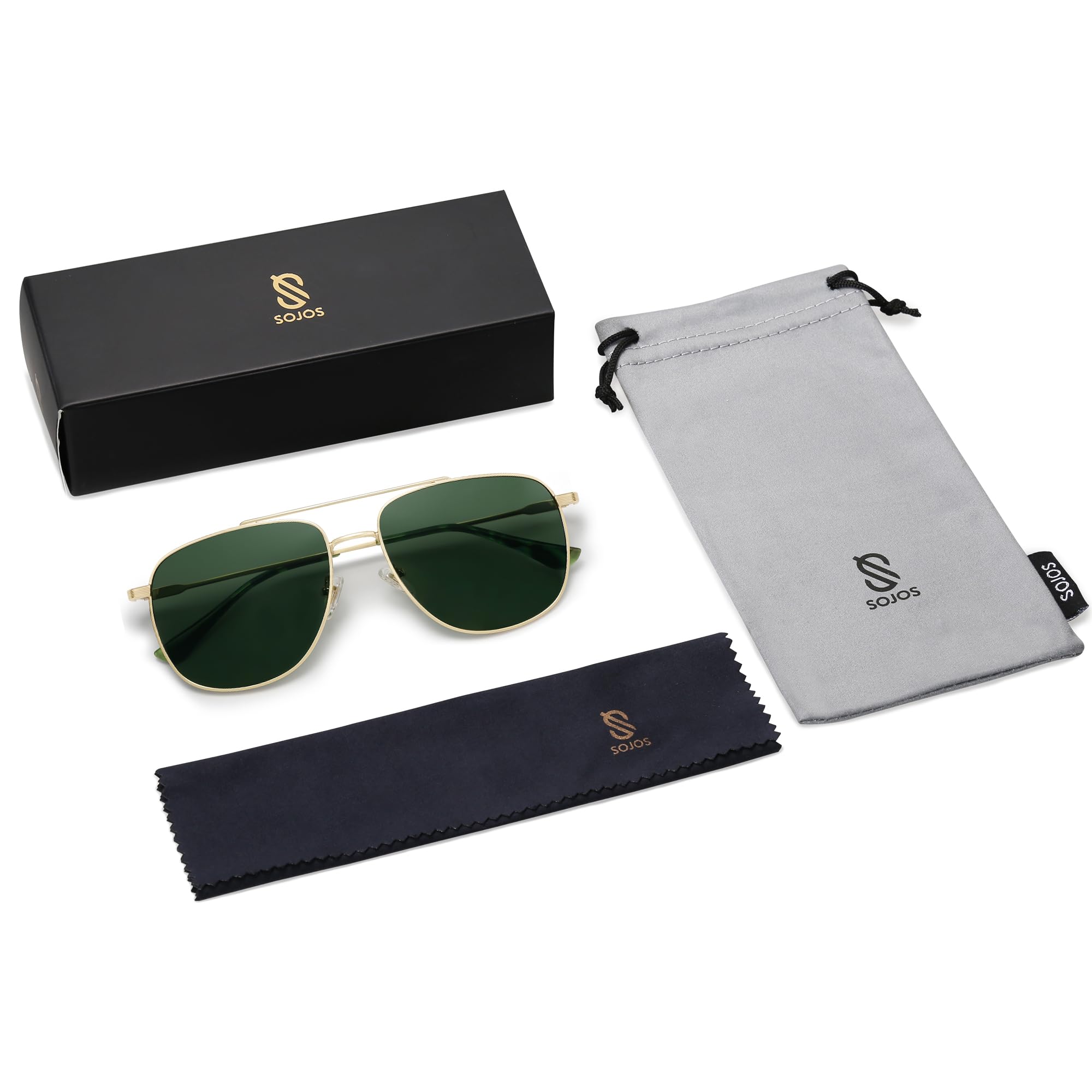 SOJOS Polarized Aviator Sunglasses Womens Men Trendy Designer Shades SJ1218,Green