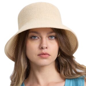 MEINICY Sun Hat Wide Brim Beach Hat Bamboo Fiber Wweave Floppy Hat Summer UV Protection Foldable Hat Beige