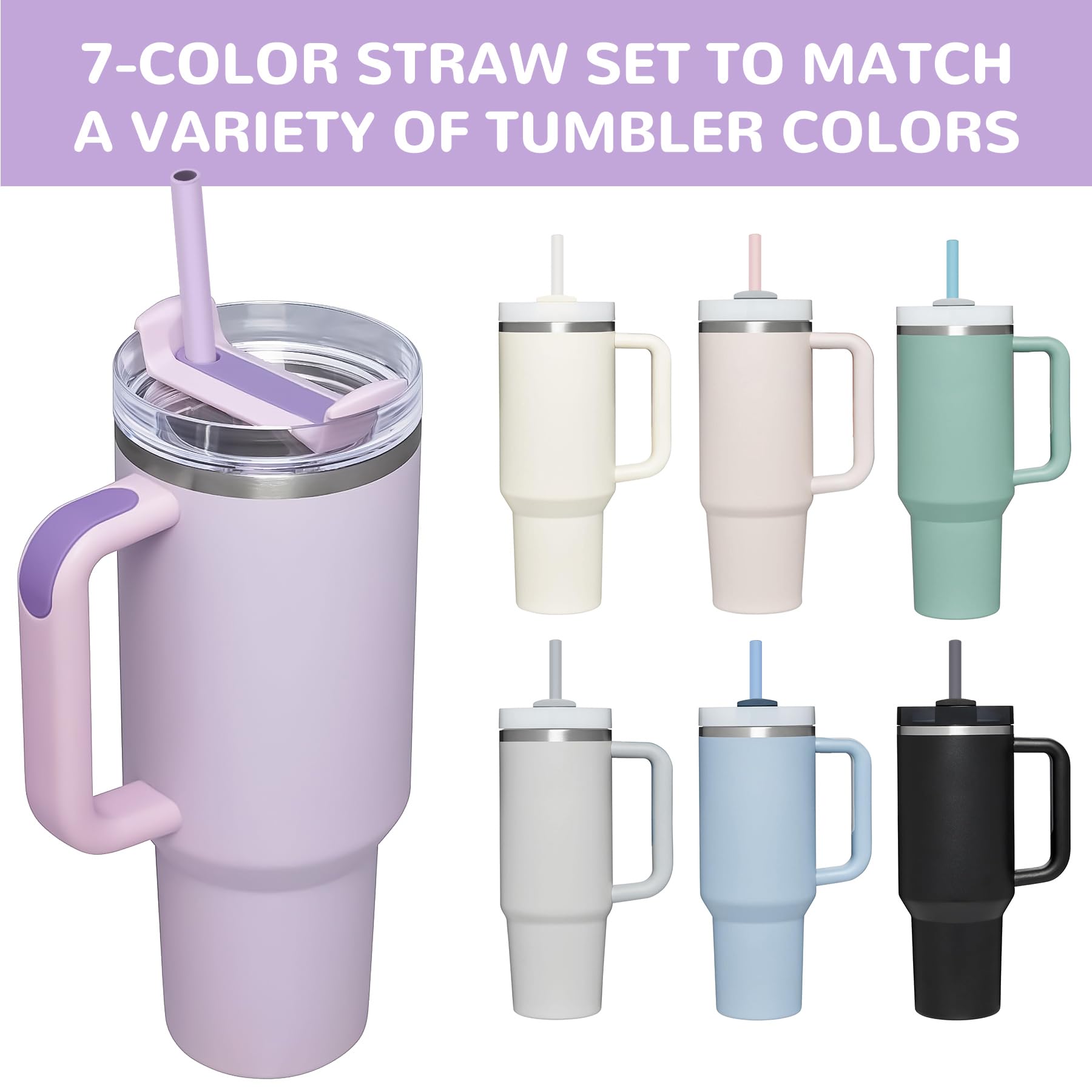 Tomorotec 15PCS Reusable Silicone Drinking Straws w/ 2 Brushes, Fit for Stanley Tumbler 40oz 30oz 20oz, 12" Long Customizable for Various Drinkware, Dishwasher Safe, BPA-Free, Safe for Teeth (Macaron)