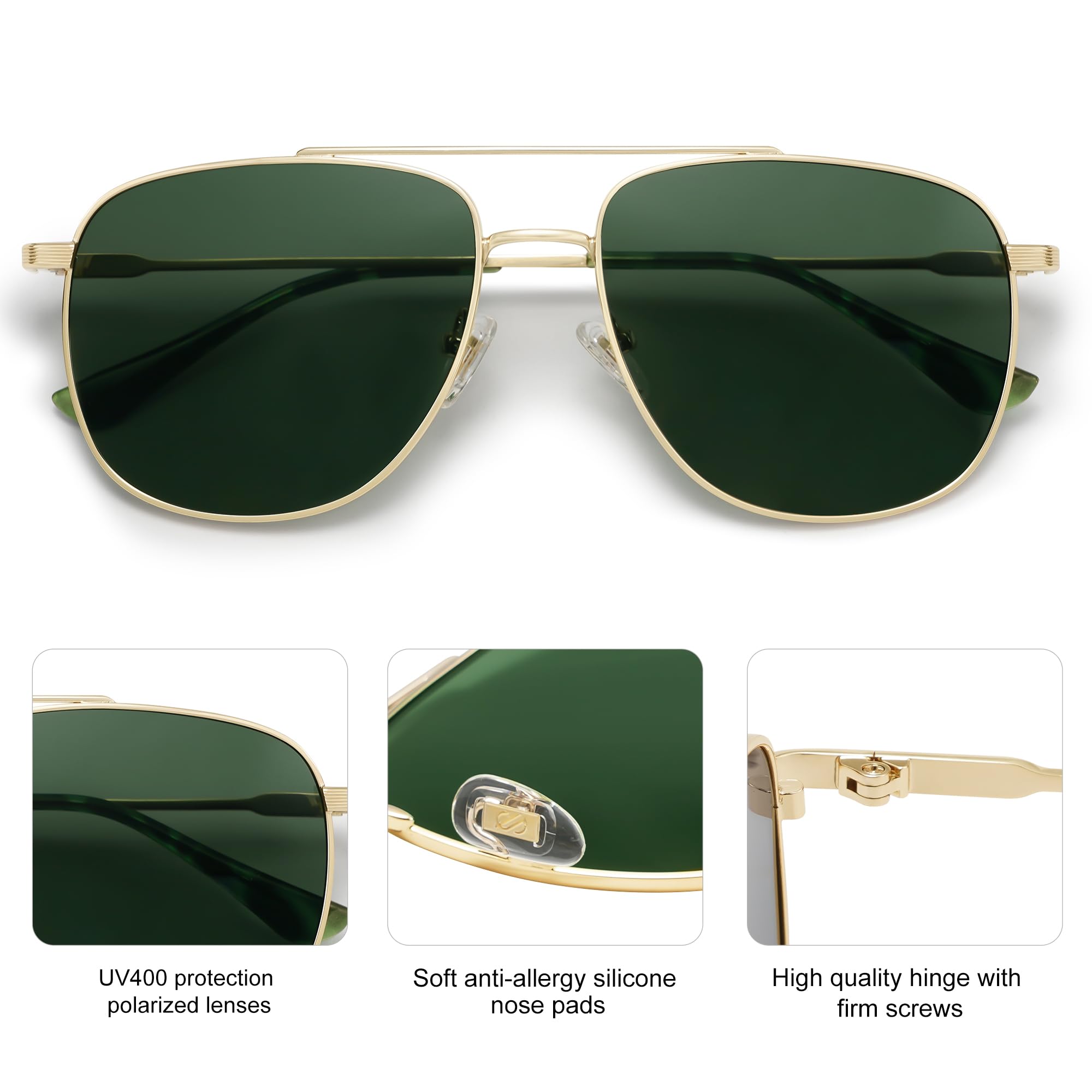 SOJOS Polarized Aviator Sunglasses Womens Men Trendy Designer Shades SJ1218,Green