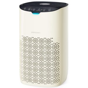 pomoron air purifiers for home large room up to 3500ft² with air quality sensor&auto mode, uv, efficient hepa air purifiers filter 99.97% of pollen allergies smoke dust pet dander, off white