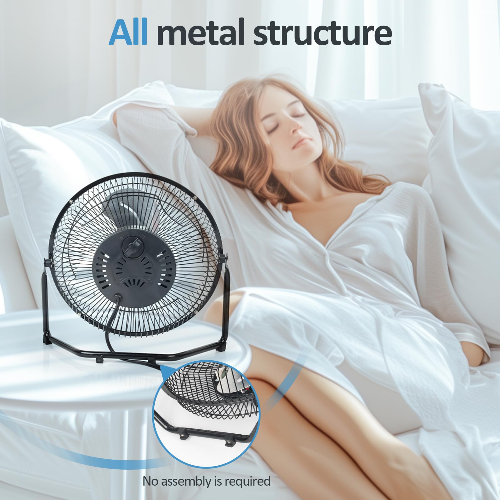 BEESTAR Floor Fan,3-Speed Portable Metal Fan, Fan Quiet for Home, High Velocity Floor Fan with Adjustable Tilt for Home Office Bedroom,Black (9 INCH)